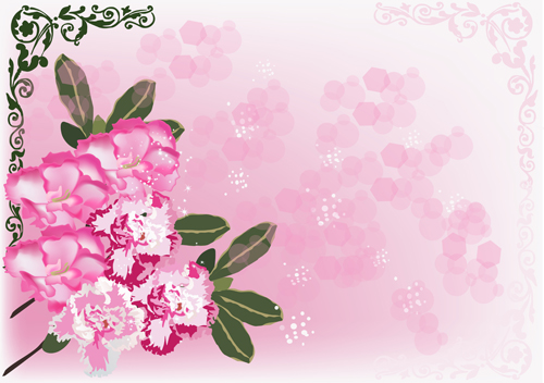 Beautiful pink flowers vector background set 08 pink flowers beautiful background   
