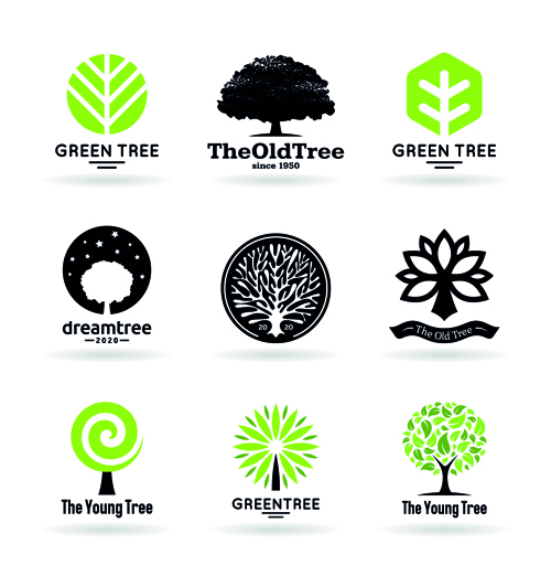 Vector trees logos creative design set 03 trees tree logos logo creative   