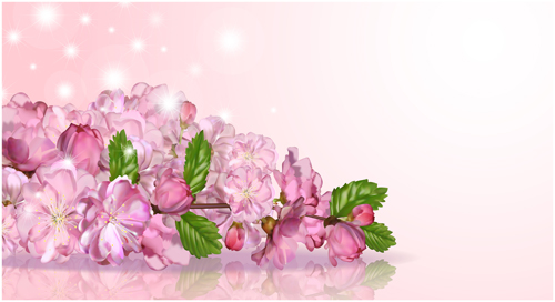 Beautiful pink flowers vector background set 11 pink flowers beautiful background   