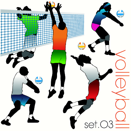 Volleyball silhouettes vector set volleyball United States training sports shopping outdoors Canada   