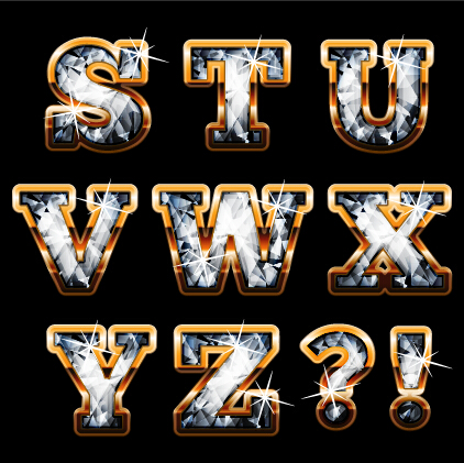 Shiny diamond with golden alphabet vectors 01 shiny golden diamond alphabet   