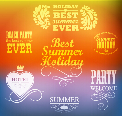 Summer holiday labels typography vector 01 typography summer labels label holiday   