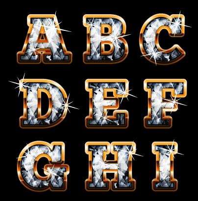 Shiny diamond with golden alphabet vectors 05 shiny golden diamond alphabet   