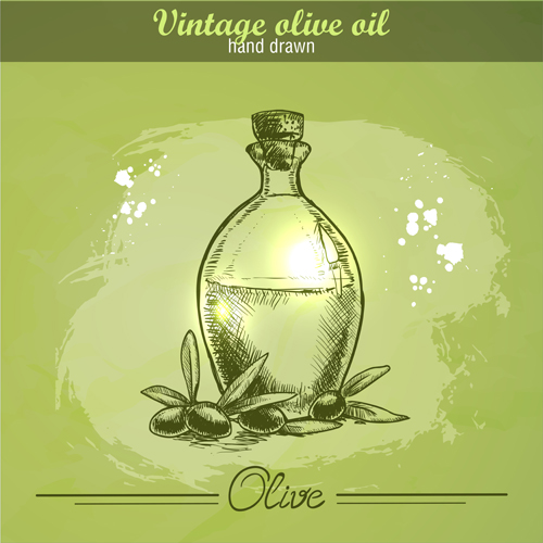 Vintage olive oil hand drawn vector 02 olive hand drawn   