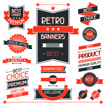 Vector Retro Stickers and labels set 06 stickers sticker stick Retro font labels label   