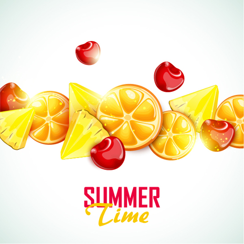 Summer fruits art background vector set 06 summer fruits background   