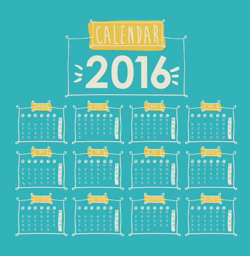 Simple wall calendar 2016 design vectors set 05 wall simple design calendar 2016   