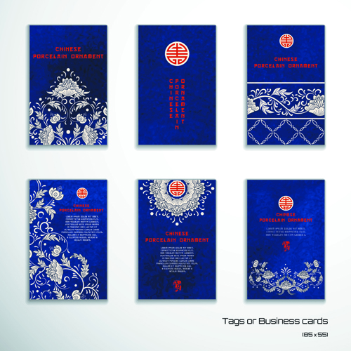 Chinese porcelain ornament cards vector 02 porcelain ornament chinese card   