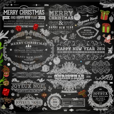 2014 Christmas black decoration and labels vector 05 labels label christmas black   