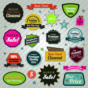 Vector Retro Stickers and labels set 07 stickers sticker Retro font labels label   