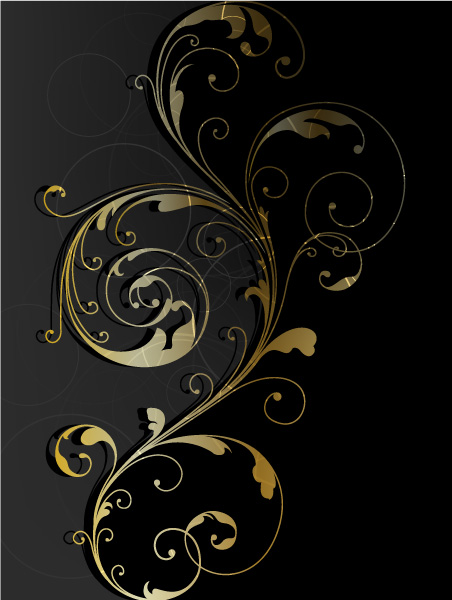 Glossy golden floral ornaments vector background 06 ornaments golden glossy background   