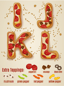 Exquisite pizza alphabet design vector 03 pizza exquisite alphabet   