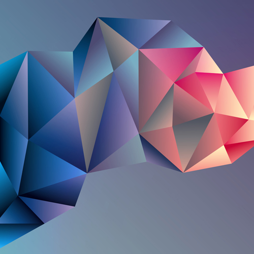 3D geometric shape art background vectors set 03 Shape geometric background   