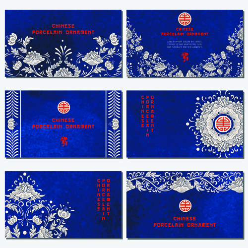 Chinese porcelain ornament cards vector 01 porcelain ornament chinese cards   
