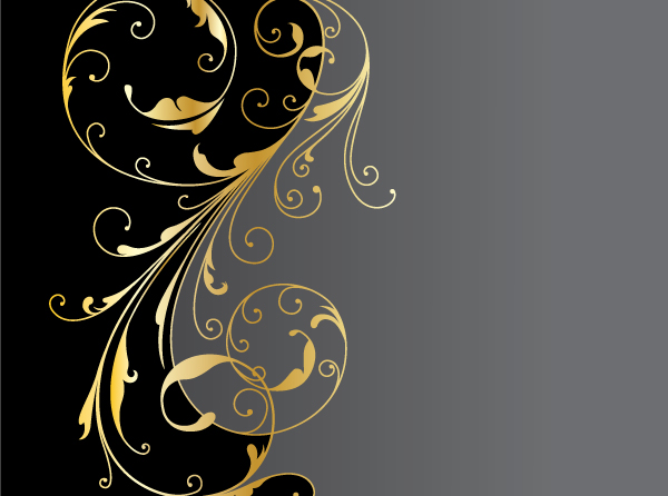 Glossy golden floral ornaments vector background 09 ornaments golden glossy background   