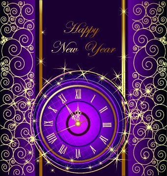 2014 New Year clock glowing background vector 01 new year background vector background   