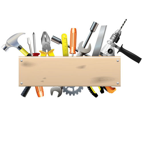 Hardware tools with wood boards background vector Wood Board wood tools hardware background vector background   