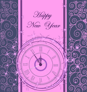 2014 New Year clock glowing background vector 05 wing new year glowing clock background vector background 2014   