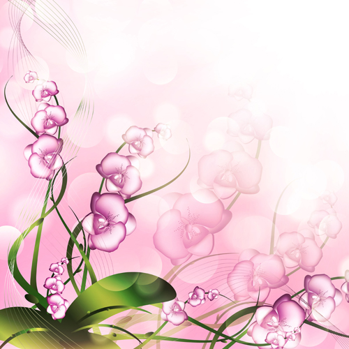 Beautiful pink flowers vector background set 06 pink flowers beautiful background   