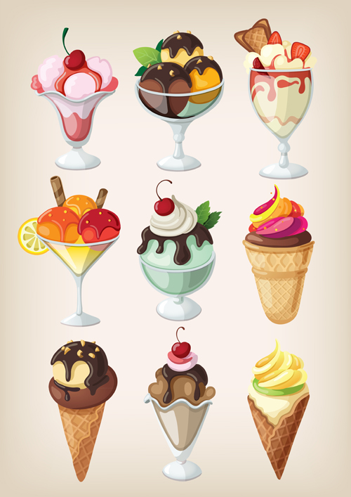 Different colored Ice cream vector 02 ice cream ice different colored   