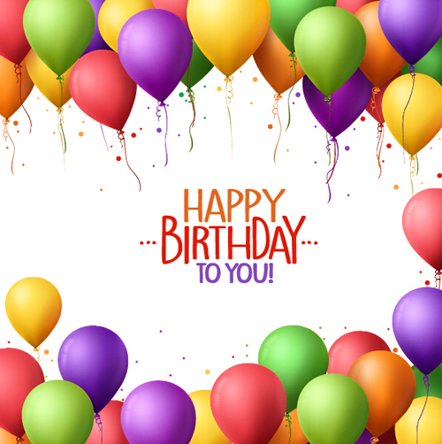 Birthday colorful balloons with white background vector 09 white colorful birthday balloons background   