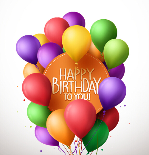 Birthday colorful balloons with white background vector 07 white colorful birthday balloons background   