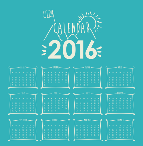 Simple wall calendar 2016 design vectors set 04 wall simple design calendar 2016   