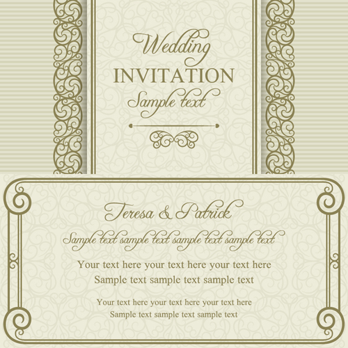Floral ornate wedding invitation cards vector set 06 wedding ornate invitation cards invitation floral   