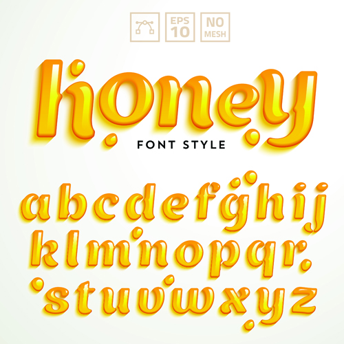 Creative honey alphabets vectors honey creative alphabet   