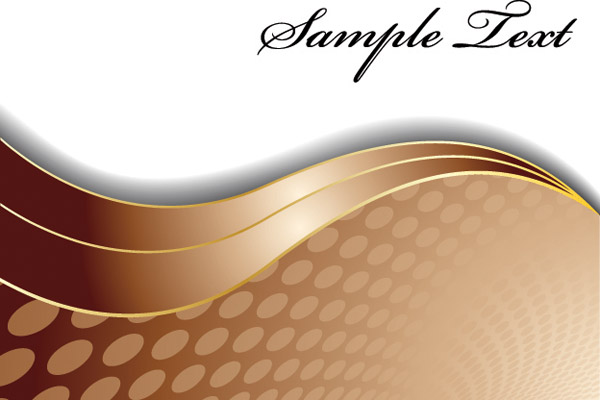 Brown wavy background vector set lines dots curves   