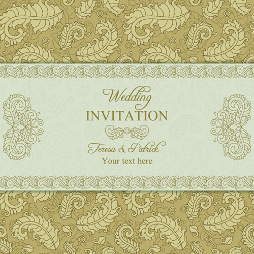 Floral ornate wedding invitation cards vector set 07 wedding ornate invitation cards invitation floral cards   