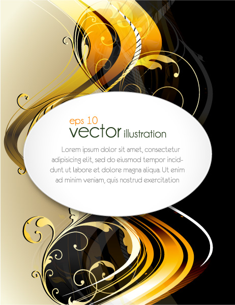 Glossy golden floral ornaments vector background 10 ornaments golden glossy background   
