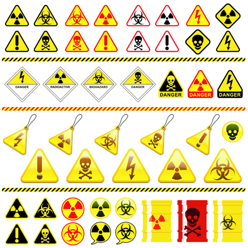 Set of Danger radiation Symbols and icons vector 01 symbols radiation icons icon danger   