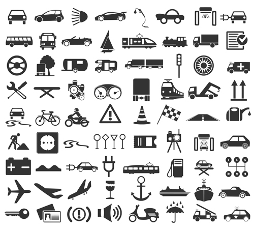 Transportation Icons vector set 05 transportation transport silhouettes silhouette icons icon   