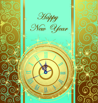 2014 New Year clock glowing background vector 02 wing new year glowing background vector background   