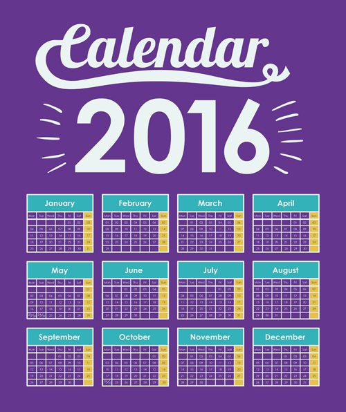 Simple wall calendar 2016 design vectors set 02 wall simple design calendar 2016   