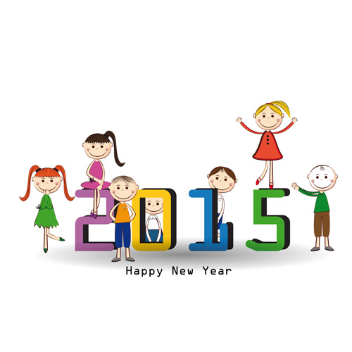 2015 New year and child design vector 09 new year child 2015   