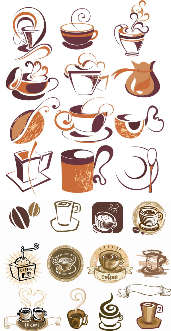 Line coffee elements vector graphic spoon lines line hand painted elements coffee cup coffee   