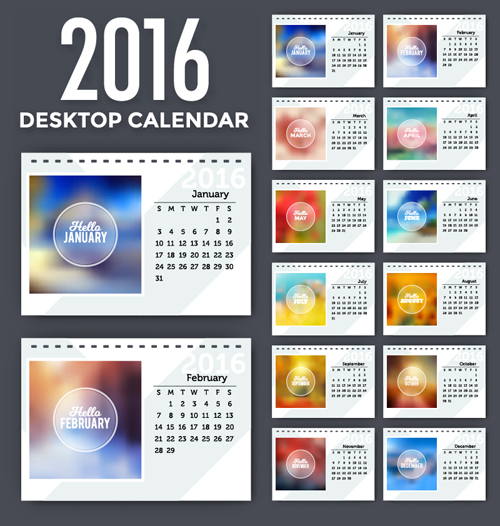 2016 New year desk calendar vector material 10 year new material desk calendar 2016   