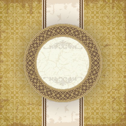 Vintage floral background with round frame vector 02 vintage frame floral background background   