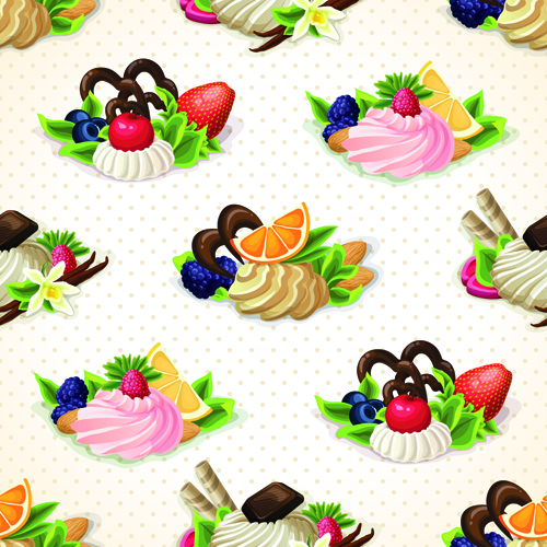 Dessert with sweet seamless pattern vector sweet seamless pattern vector dessert design   