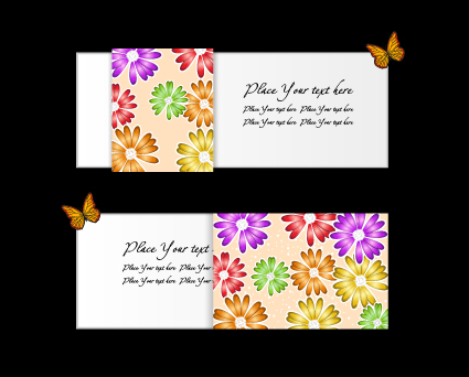 Vector set of flowers business card design 02 flowers flower business card   