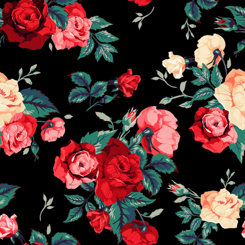 Vintage roses vector seamless pattern 02 58607 vintage seamless roses pattern   