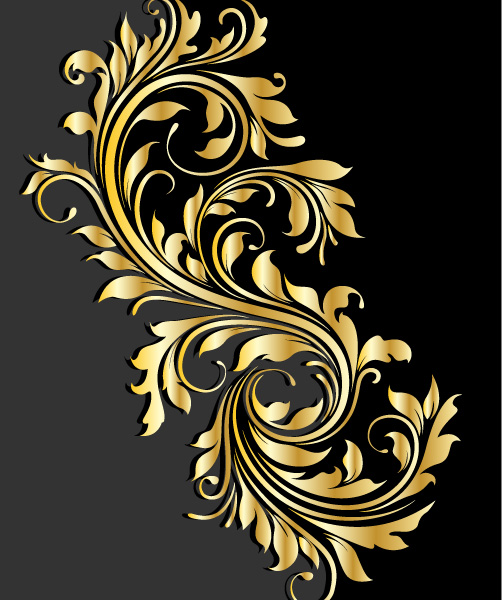 Glossy golden floral ornaments vector background 05 ornaments golden glossy background   