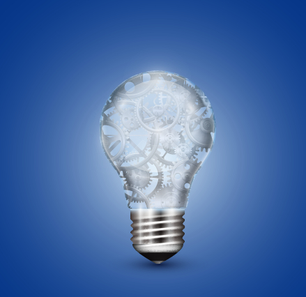 Creative light bulb and blue background vector graphics 01 vector graphics light bulb light creative blue background background vector background   