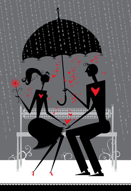 Romantic Love elements with silhouette vector 05 silhouette romantic love elements   