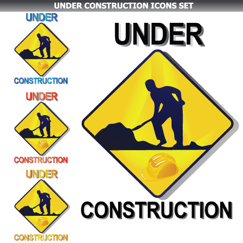 Construction of Signs and markers design vector 05 signs markers construction   