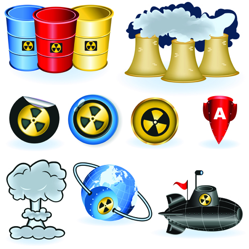 Set of Danger radiation Symbols and icons vector 02 symbols symbol radiation icons icon danger   