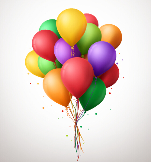 Birthday colorful balloons with white background vector 11 white colorful birthday balloons background   