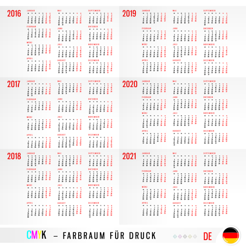 2016 2017 2018 2019 2020 2021 grid calendar design vector 04   